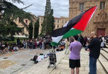 La USAL solicita con dos universidades de Palestina un proyecto europeo Erasmus Asamblea Palestina Acampada Universidad Salamanca x.com/CGT_USAL