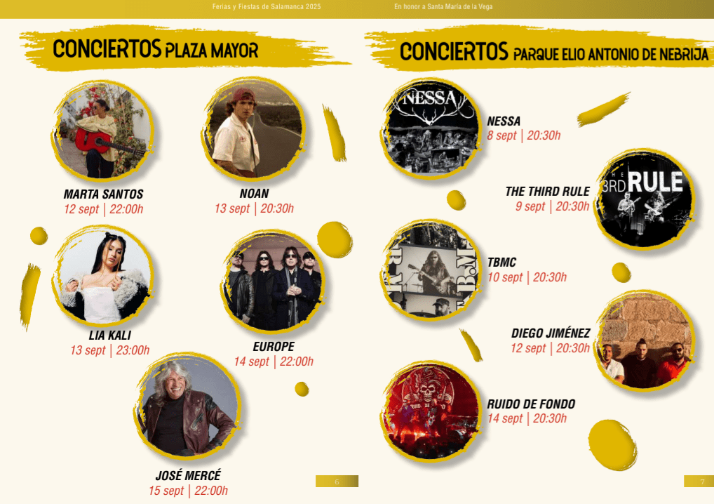 Conciertos gratuitos de las fiestas Salamanca 2025