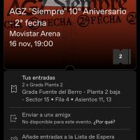 venta de dos entradas para el concierto de agorazein el día 16 noviembre